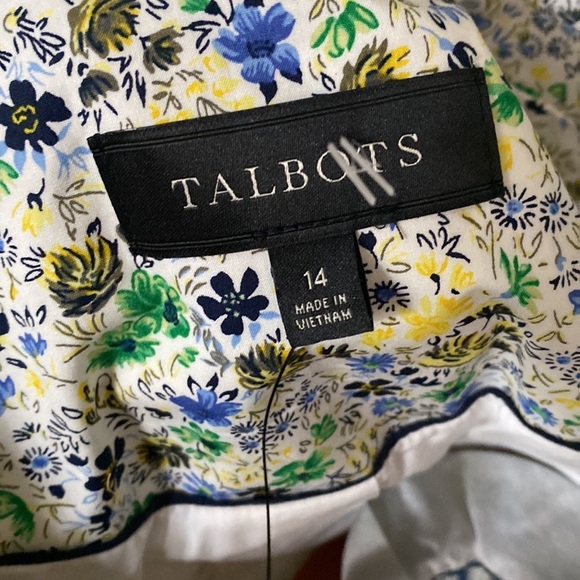 Talbots NWT cotton ditsy floral summer blazer size 14 business casual office - Picture 10 of 14